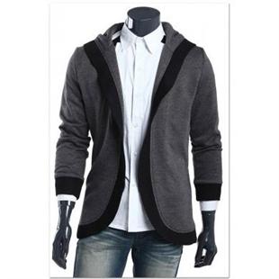 新款秋冬 英伦修身 潮流开衫全罗口 纯棉男式连帽卫衣外套WY01