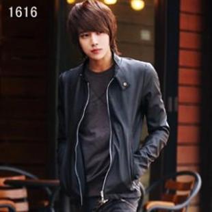春秋新品韩版男装潮流男士修身机车皮衣短款立领皮外套Y161