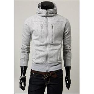 秋冬装英伦男装 潮流立领开衫男士外套多拉链修身卫衣11027