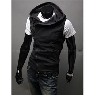 秋冬新品潮流韩版修身马甲背心高品质斜拉链连帽背心612