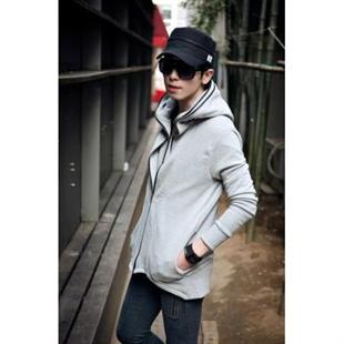 秋冬新款 韩版男装 精品纯棉 假两件双拉链连帽修身卫衣外套男Y77