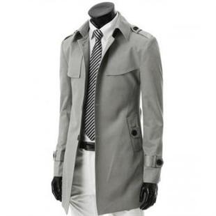 秋冬新款韩版男装英伦潮男中长款风衣修身外套有大码S34