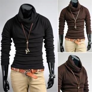 秋冬新款 薄款男式毛衣 时尚韩版休闲修身高堆领男打底衫 265