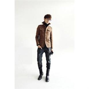 秋冬新款外套 精品男装 修身毛呢夹克 立领单排扣226