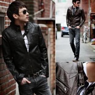 秋装新款男装！精品男式皮衣 韩版修身立领短款水洗皮外套 231