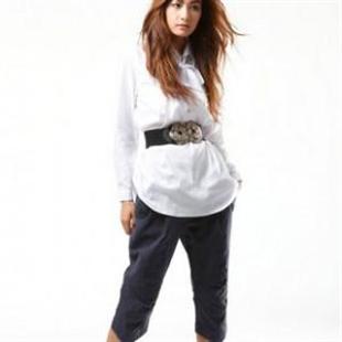 K110854 新款秋冬 蓝色纯棉百搭休闲七分裤/中腰裤/直筒裤