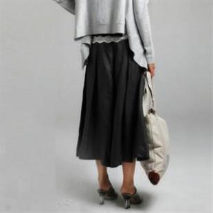 Q110865 款秋冬 亚麻带刺绣百搭休闲半身裙/大摆裙