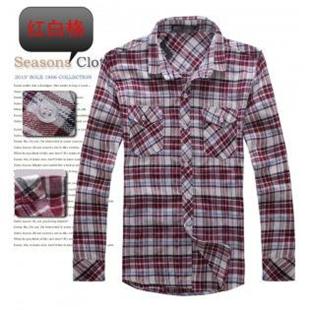 秋装新款 男式格子长袖衬衫 百搭休闲纯棉男装长袖衬衣 C16