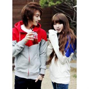 秋冬新款 精品男女情侣装 潮流撞色拼接纯棉连帽开衫卫衣 201