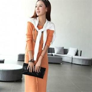 HYYX-A173 欧美风时尚长款针织衫连衣裙