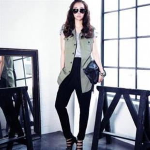 韩京出品秋装新款HJ6007海军风长款马甲