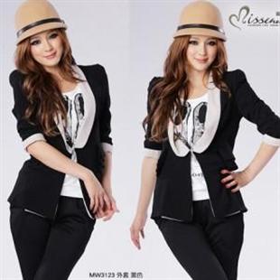 秋装新款 蜜西娅MW3123撞色中长款百搭西装