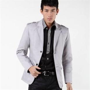 GENANX 简约帅气 时尚韩版休闲小西装 西服外套 男 E004-2 白色