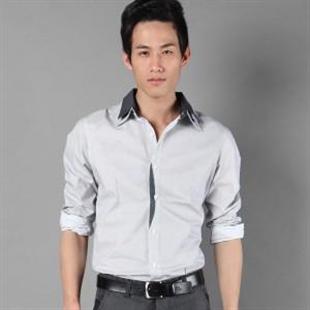 格男仕 新款韩版修身男士衬衫休闲长袖衬衣 热销百搭 D009-2 白
