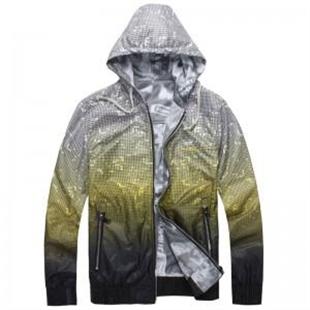 GENANX 新款连帽薄款夹克 多彩修身外套 男 两面穿 JS078-9 黄色